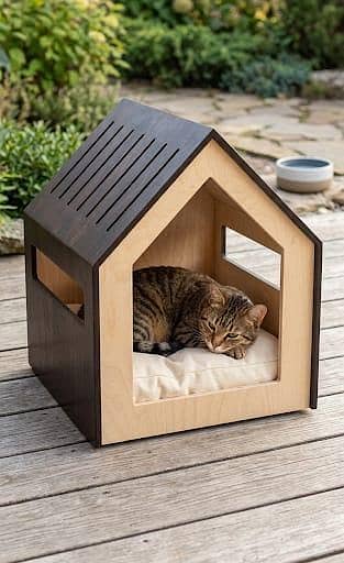 Custom Wooden Pet House – Dog & Cat