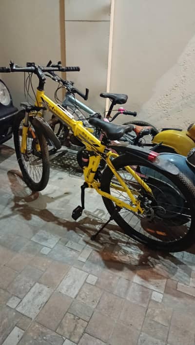 Air bike sports yellow colour/folding option/good condition/gear cycle
