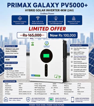PRIMAX PV5000+ 4KW Hybrid Solar Inverter | 5000W