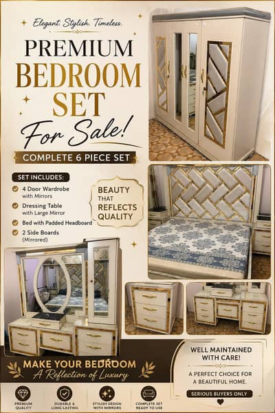Luxury Complete Bedroom Set | Bed, Wardrobe, Dressing & Side Tables