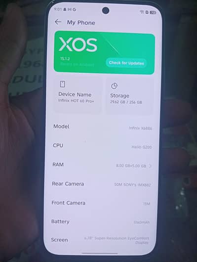 Infinix hot 60 pro plus 8/256 10/9 Helio G200 processor