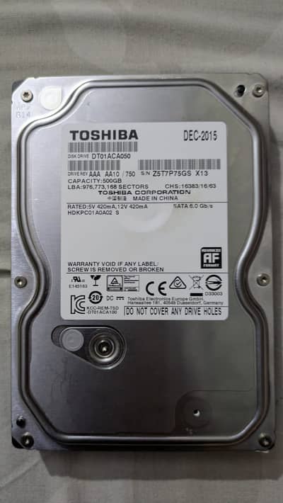 500 Gb Toshiba HDD