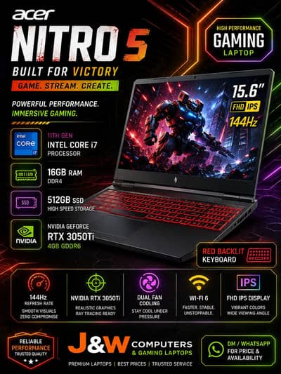 ACER NITRO 5/CORE I7 11800H/RTX 3050 4GB DDR6/144JZ GAMING