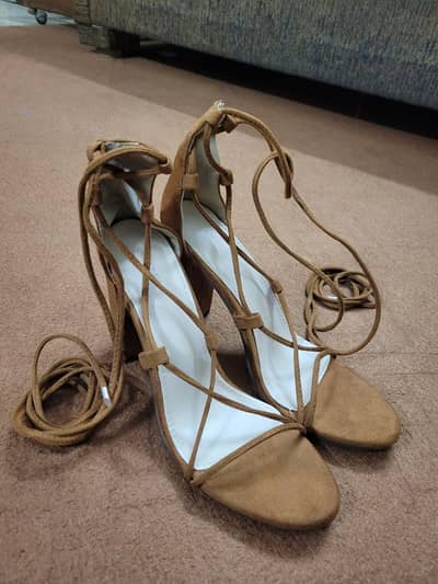 Brown lace up sandals