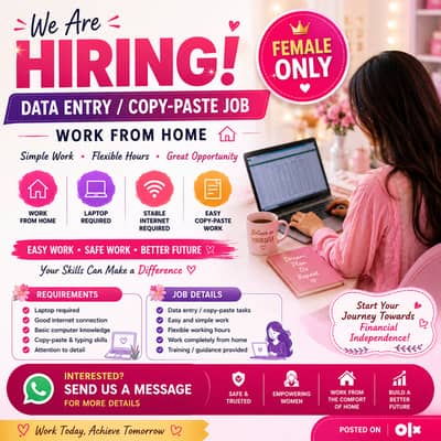  Female Data Entry / Copy-Paste Job — Work From Home