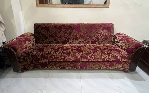 Royal Velvet Maroon Sofa Cum Bed