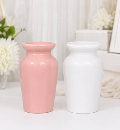 Elegant Ceramic Vase Pair – Pink & White
