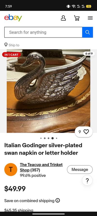 Antique Italy Napkin swan 