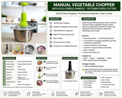 Manual Vegetable Chopper – Convenient Kitchen Food Cutter
