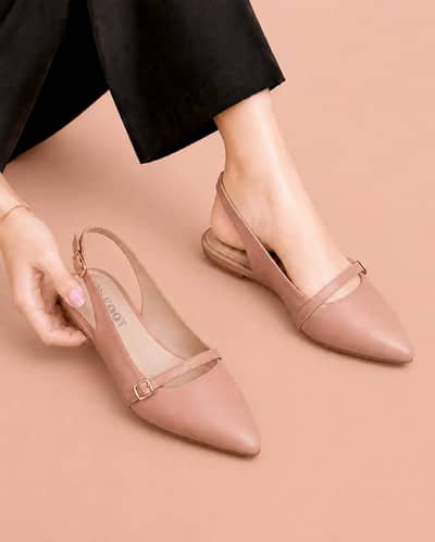 Elegant Slingback Pointed Toe Flats - 075 - Pink