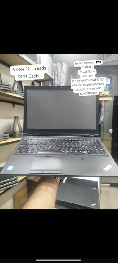 LENOVO THINKPAD P52| I7-8850H|256gbNvme|16GB | 4gb Nvidia P10004KTouch