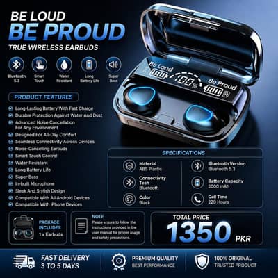 M10 TWS Wireless Earbuds Bluetooth 5.3 (Box Pack)