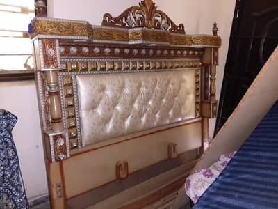 three peace bed with side table, dressing,showcase