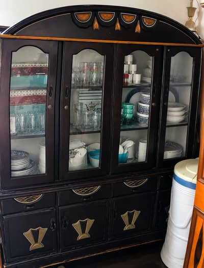 Solid  Wood 4-Door Crockery Showcase for sale.