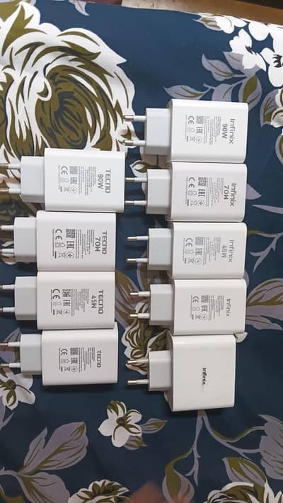 Original Tecno Infinix Chargers 120W 90W 70W 45W 33W Box Pulled