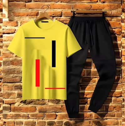 2 Pcs Mens Jersey Printed Track Suit