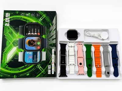 AW-03 Smart Watch 2.01" Big Display + 7 Straps + Wireless Charging