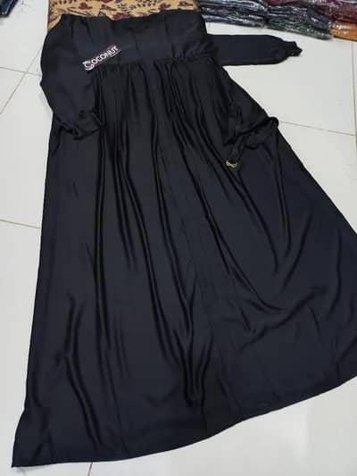 Black Georgette Full Abaya with Front Zip & Side Pockets