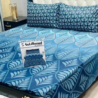 Premium Cotton 3 Piece Double Bedsheet Set - King Size