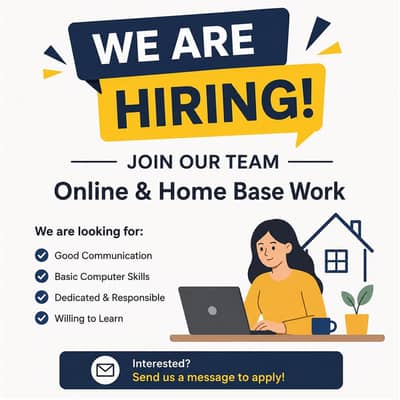 Office and Home base work available for Male and female Persons