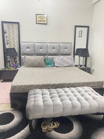 Full bed set with wardrobe and curtain blind set and dressing table