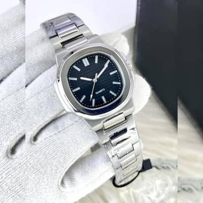 Men Square Watch Steel Chain Strap
