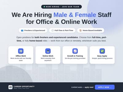 We are hiring staff for work