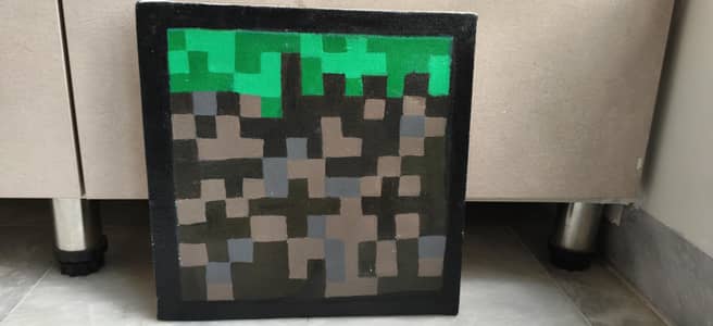 Minecraft grass block- Hand made painted in Acrylic