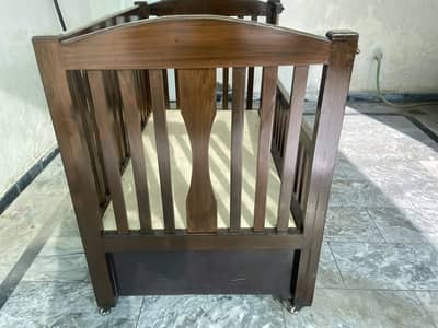 Wooden Moveable Baby Cot with matress