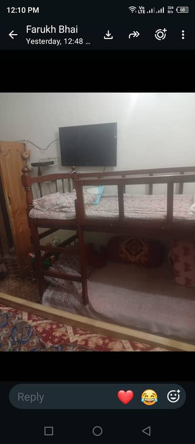 wooden bunk bed