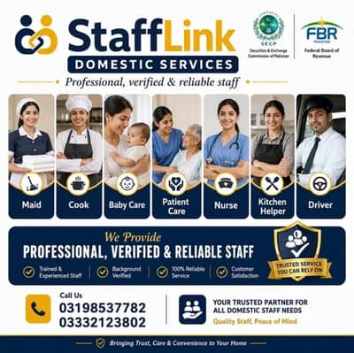 BabySitter House Maids Cook Chef Drivers Couple Trained Nursing staff