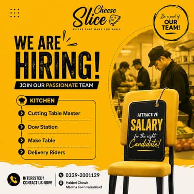 Kitchen Staff Required – Cheese Slice Restaurant