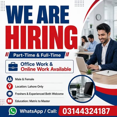 WE HIRING MALE AND FEMALES STAFF FOR OFFICE WORK