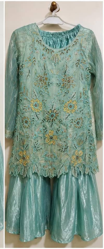 Girls Green Party Wear Dress with garara 