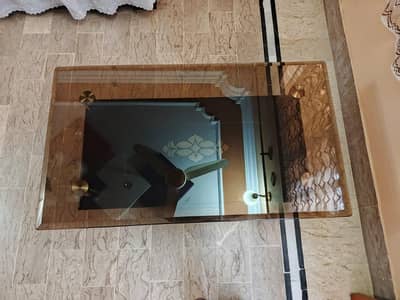 Wooden Center Table with Glass Top – Elegant Design