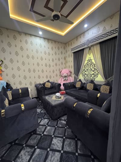 7-Seater Sofa Set with Table & Curtains