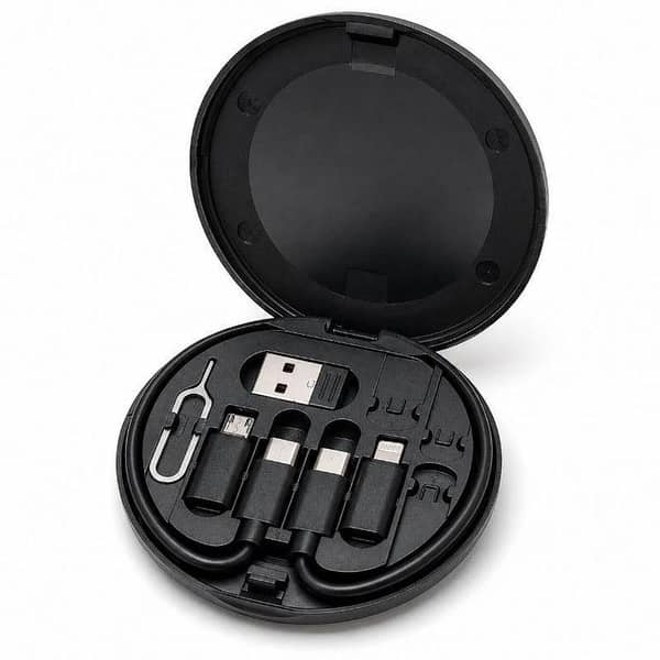 60W Multi Functional Data Cable Set 5-in-1 Fast Charging Cable Kit with USB C, Lightning, Micro USB Adapters & Storage Case