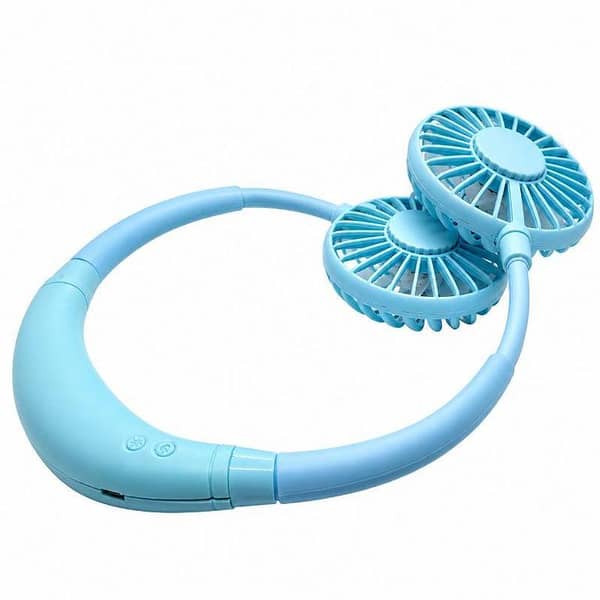 Portable Rechargeable Neck Fan | Hands-Free Wearable Fan | Dual Fan Head | USB Charging | 3 Speed Settings