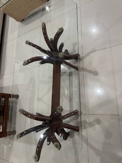 Wooden Centre Table with 12mm Glass New