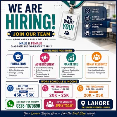 Job in Lahore | Marketing