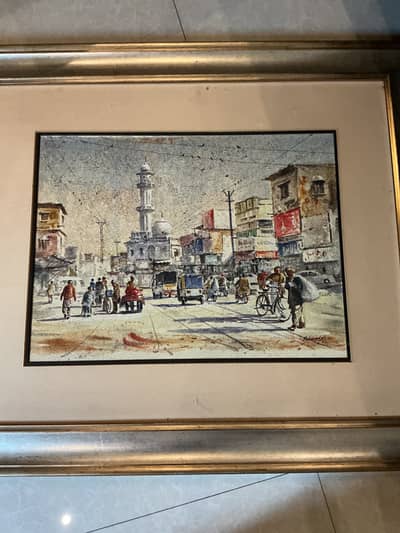 Framed Original City Street Painting