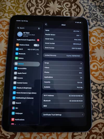 iPad 11th Gen (A16) | 128GB | 2025 Model