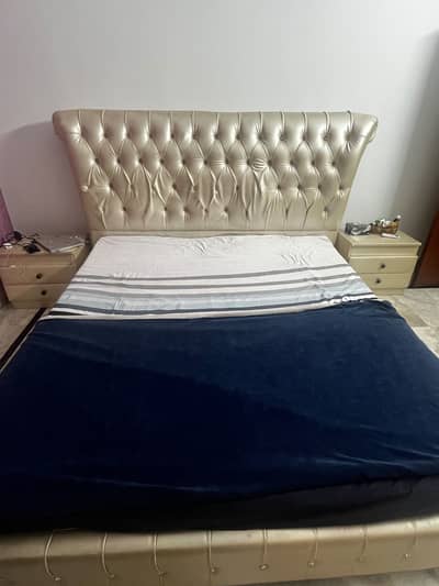 White leather with wooden frame