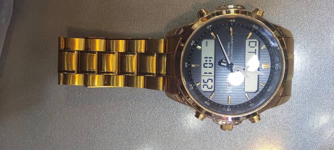 OM gold dual display watch analog+ digital