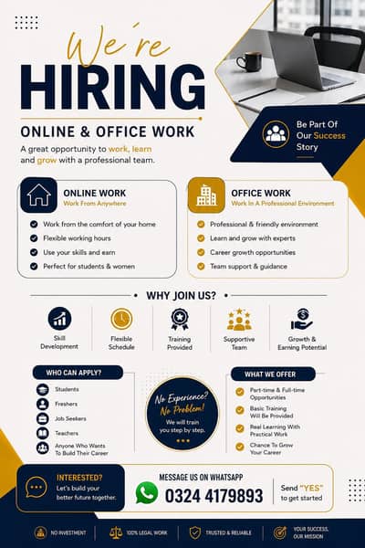 MALES AND FEMALES ONLINE WORK AND OFFICE WORK AVAILABLE