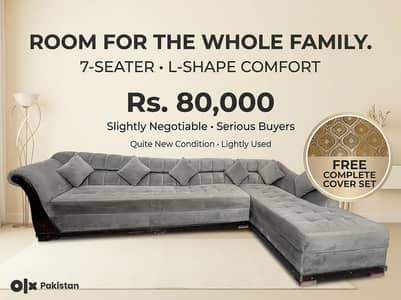 Used 7 Seater L Shape Sofa | Velvet Corner Sofa | Premium Look