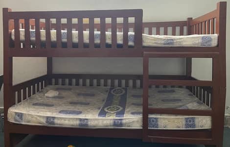 wooden bunk bed