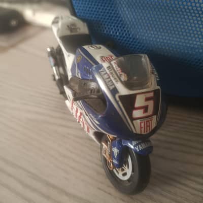 heavy bike blue white color toy