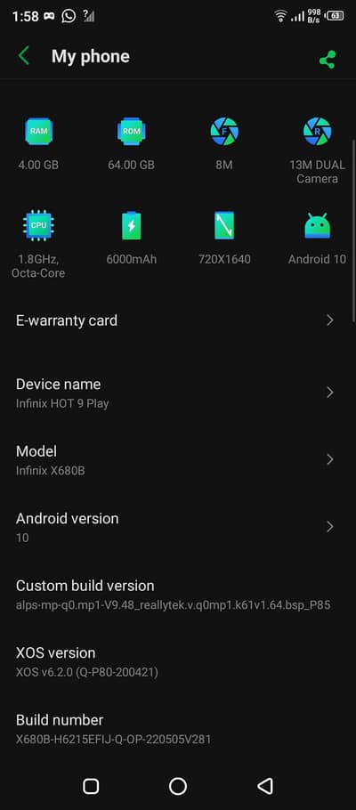 Infinix hot 9 play 4/64 03175619362