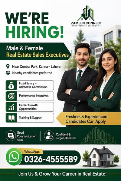 Real Estate Sales Executives Required – Male & Female